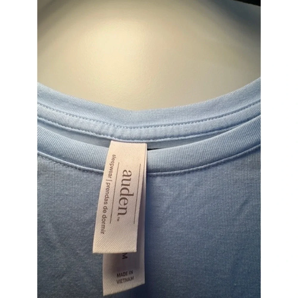 Auden Womens Light Blue 2 Piece Pajama Set Short Sleeve Top Jogger Pants Size M